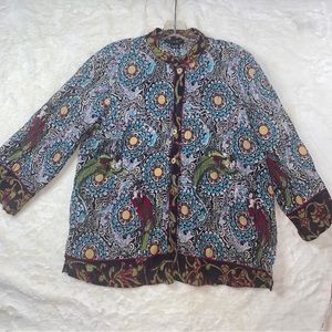 CRITRON Santa Monica Asian Inspired Motif Top 50% SILK Soft Artful